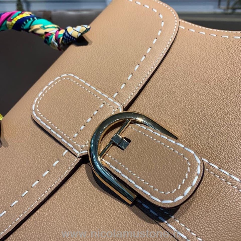 оригинално качество Delvaux Sellier брилянтен капак на чанта 28 см чанта зърнеста телешка кожа златен хардуер колекция есен/зима 2019 тен