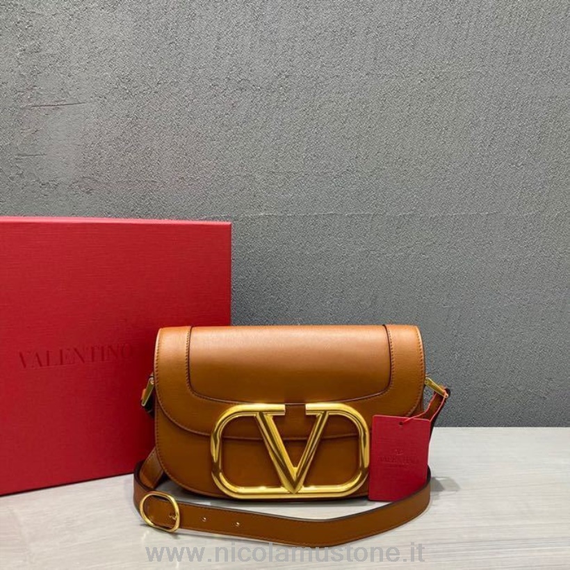 оригинално качество Valentino Supervee чанта за кръстосано тяло 28см телешка кожа колекция пролет/лято 2020 кафява