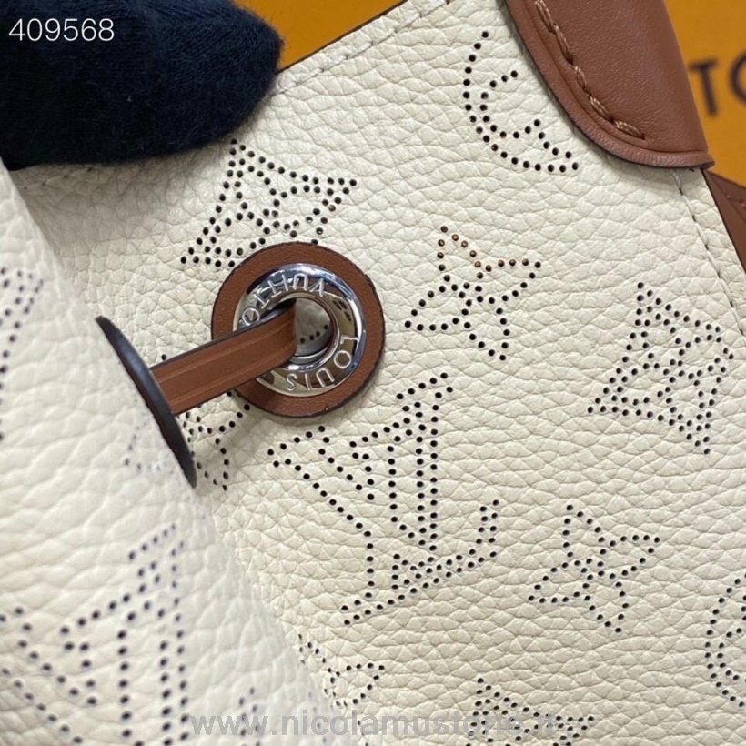 оригинално качество чанта Louis Vuitton Muria 22см Mahina телешка кожа пролет/лято 2021 колекция M55801 крем