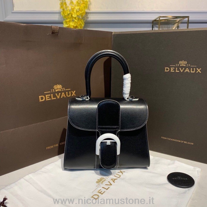 оригинално качество Delvaux Brillant Bb капак на чанта 20см чанта телешка кожа бял хардуер колекция есен/зима 2019 черна