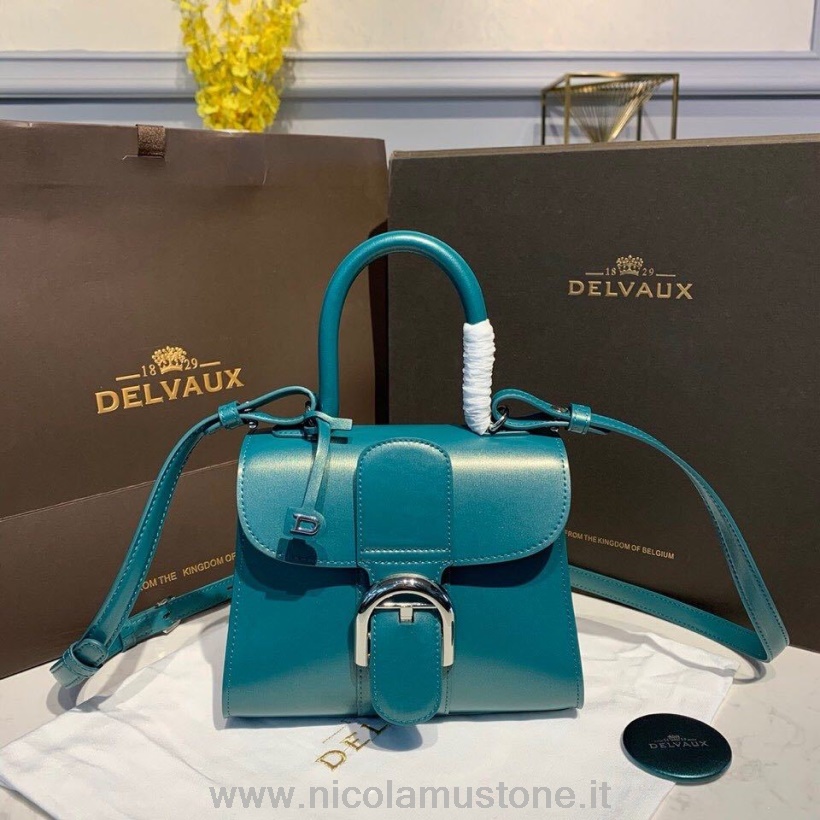 оригинално качество Delvaux Brillant Bb капак на чанта 20см чанта телешка кожа сребърен хардуер колекция есен/зима 2019 тюркоаз