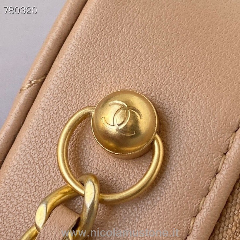 оригинално качество чанел кутия чанта 14см As2463 златен хардуер агнешка кожа есен/зима 2021 колекция праскова
