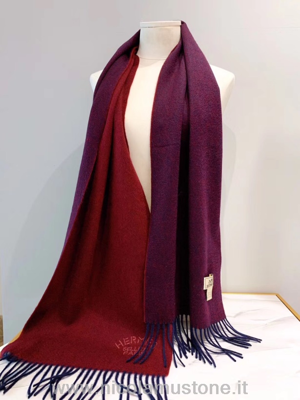 оригинално качество Hermes Sellier Paris бродирани кашмирени ресни откраднати шал обвивка есен/зима 2019 колекция бордо