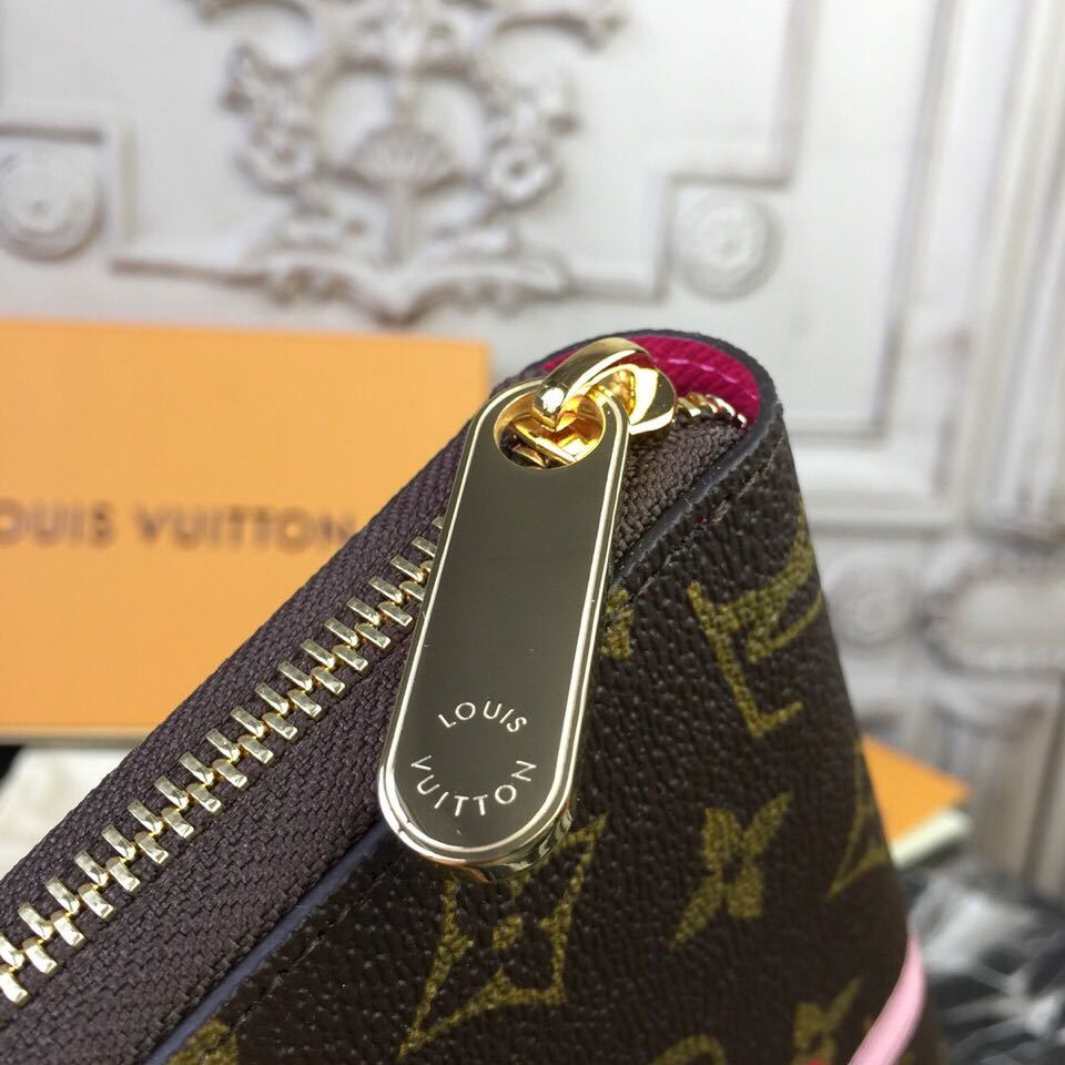 оригинално качество портфейл с цип Louis Vuitton Trompe Loeil печат монограм платно колекция есен/зима 2018 M62616 розово