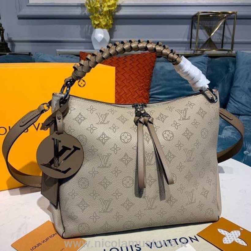 оригинално качество Louis Vuitton Beaubourg чанта с тъкани дръжки 32см Mahina телешка кожа платно колекция пролет/лято 2020 M56084 Galet