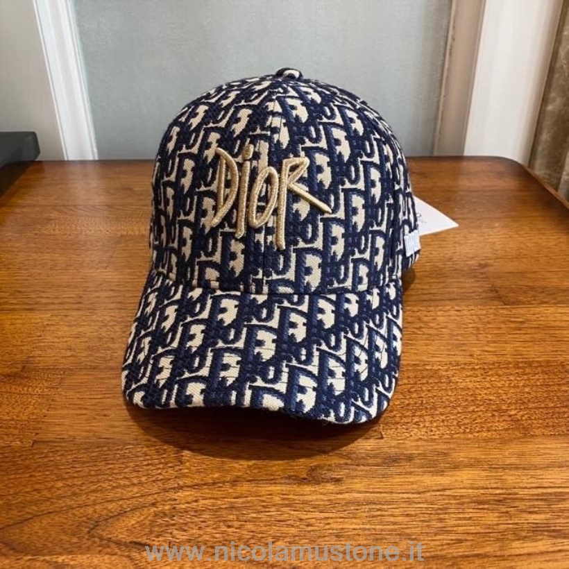 оригинално качество Christian Dior косо платнена бейзболна шапка пролет/лято 2020 колекция синьо