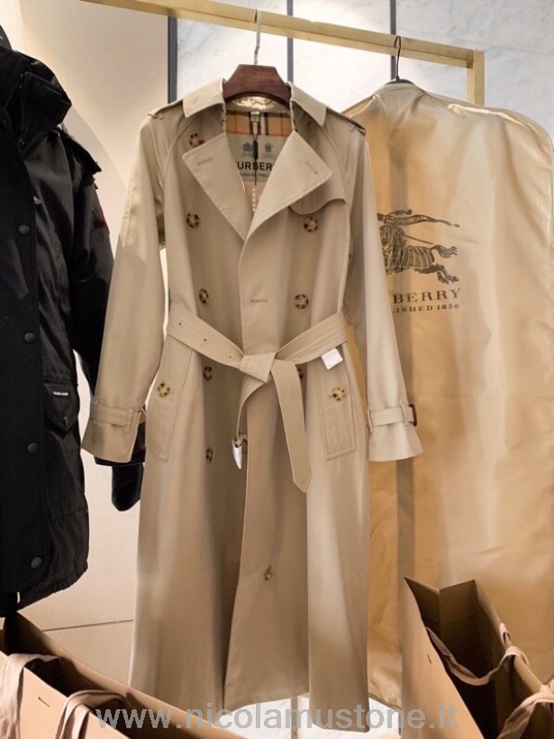 оригинално качество Burberry винтидж каре двуредно Heritage тренч водоустойчиво палто колекция есен/зима 2020 бежово