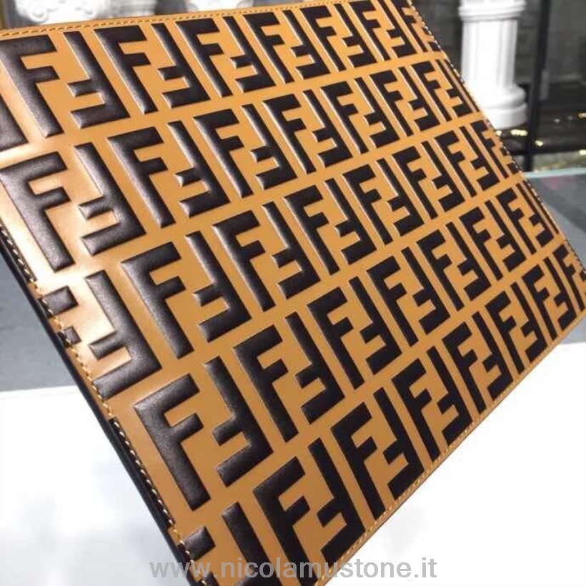 оригинално качество чанта с лого Fendi Ff 30см телешка кожа колекция пролет/лято 2019 кафява