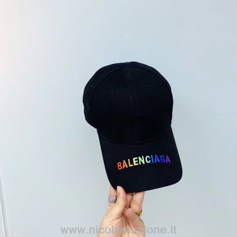 оригинално качество Balenciaga техно лого шапка с периферия колекция пролет/лято 2020 черна/мулти