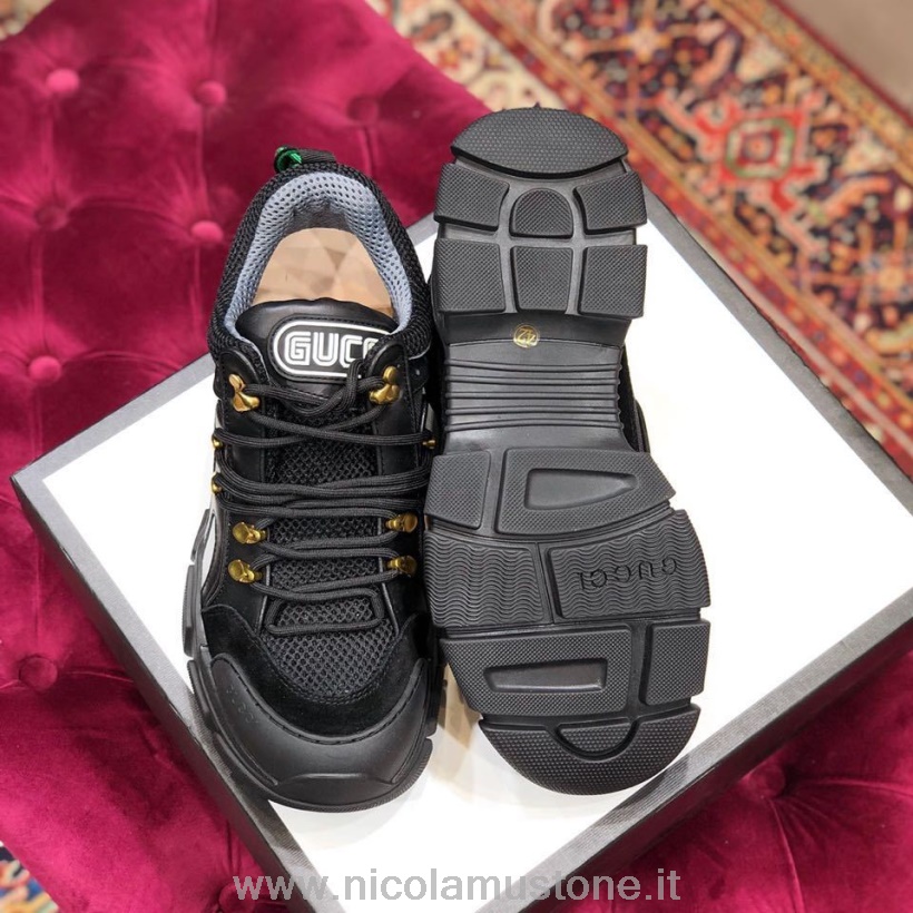 оригинално качество Gucci Flashtrek Gg маратонки от телешка кожа есен/зима колекция 2019 черни