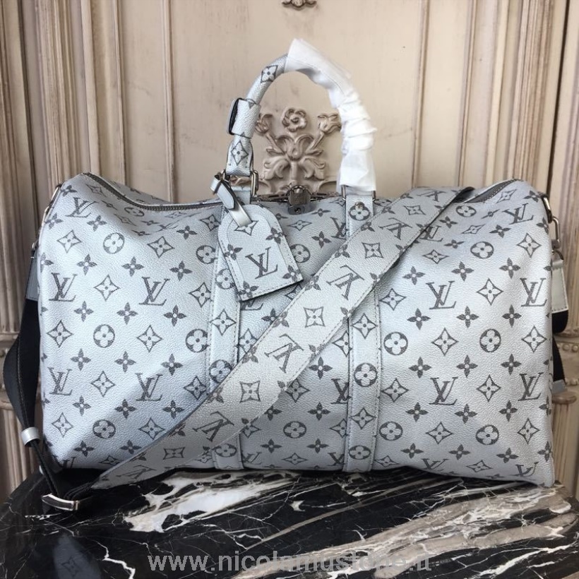 оригинално качество Louis Vuitton Keepall 45 см монограм платно есен/зима 2018 колекция M43858 сиво