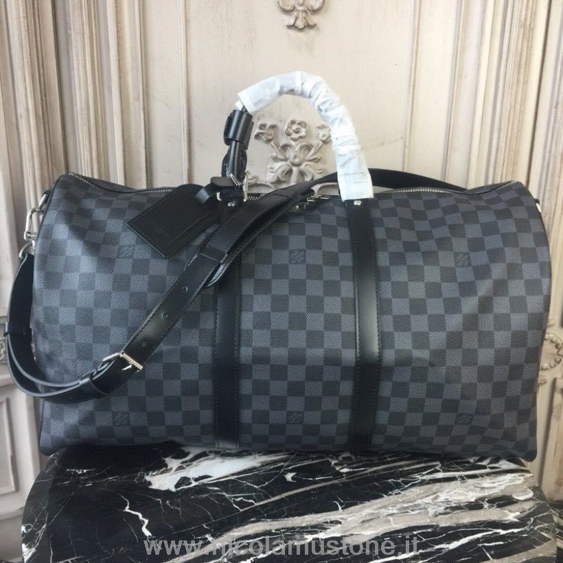 оригинално качество Louis Vuitton Keepall Bandouliere 50 см Damier графит платно есен/зима 2019 колекция N41416 черно