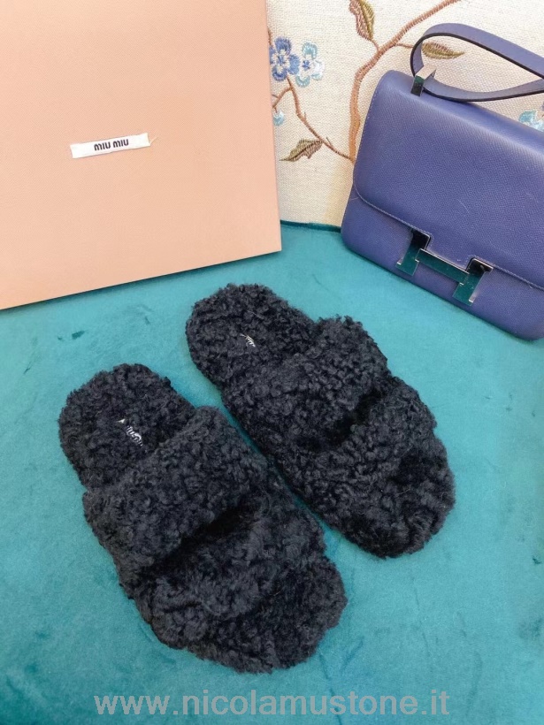 оригинално качество Miu Miu пързалки сандали есен/зима 2021 колекция черни