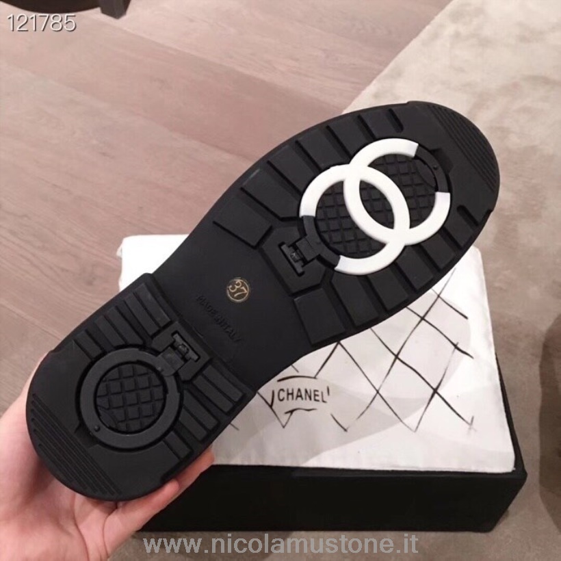 оригинално качество Chanel цип сняг туристически ботуши телешка кожа колекция есен/зима 2020 черни