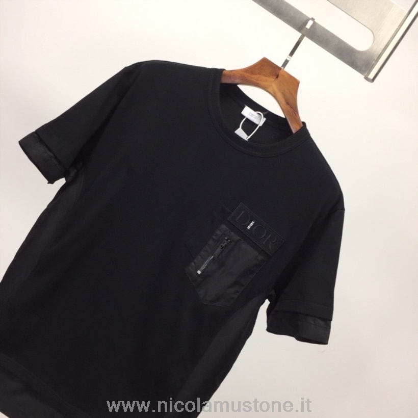 оригинално качество Christian Dior X Sacai технически плат тениска с къс ръкав колекция пролет/лято 2022 черна