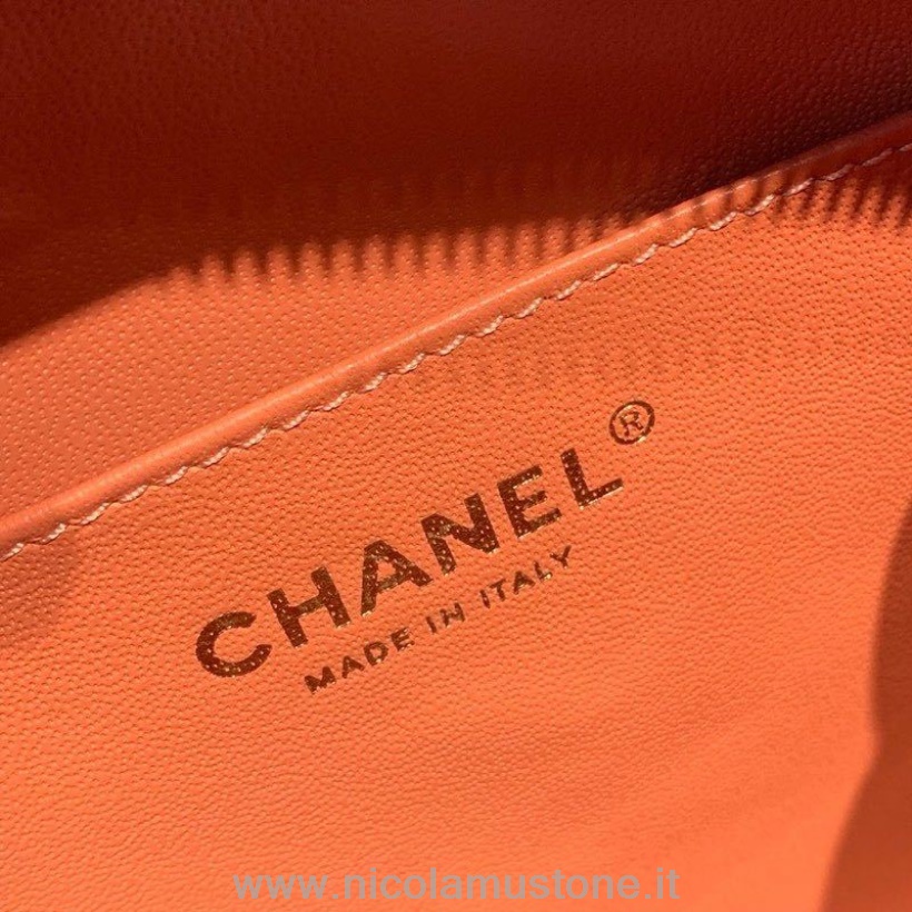 оригинално качество Chanel Cc филигранна вертикална чанта за суета чанта 18см златен хардуер хайвер кожа круиз колекция 2019 розово