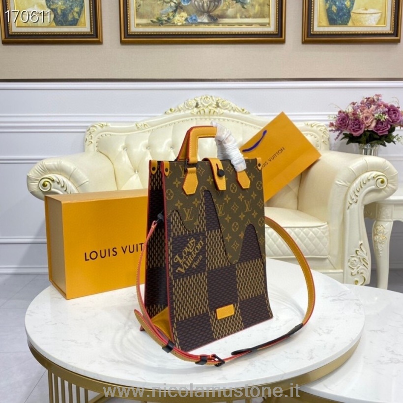оригинално качество мини чанта Louis Vuitton 26см гигантска Damier Ebene платно колекция пролет/лято 2021 N40355 кафяво
