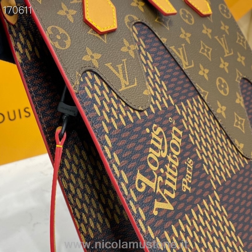 оригинално качество мини чанта Louis Vuitton 26см гигантска Damier Ebene платно колекция пролет/лято 2021 N40355 кафяво