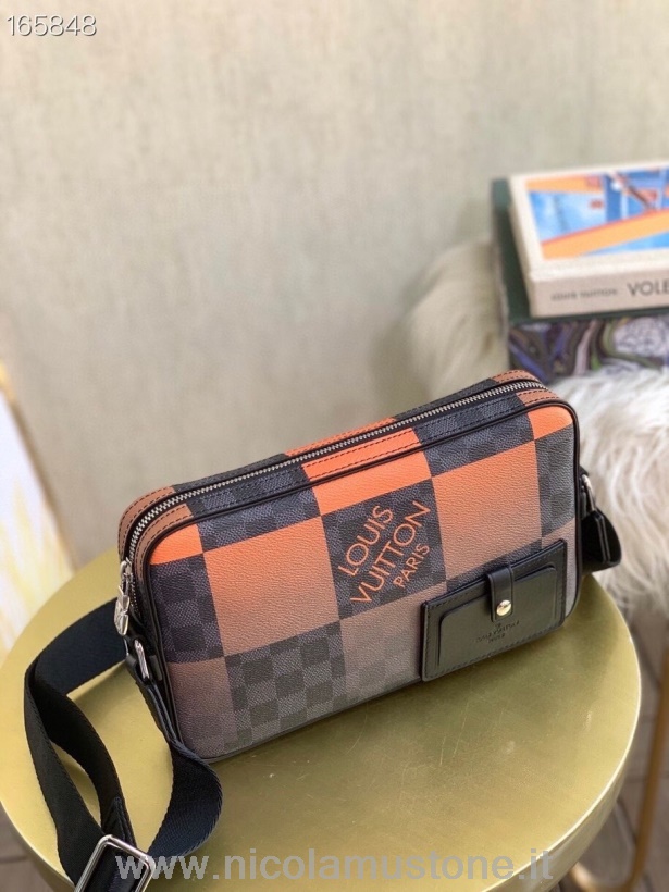 оригинално качество чанта Louis Vuitton Alpha 26см гигантско дамие графитно платно есен/зима 2020 колекция N40421 оранжево