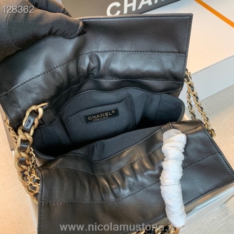 Borsa Shopping Chanel Con Coulisse Qualità Originale 30cm Pelle Di Agnello Hardware Oro Collezione Autunno/inverno 2020 Nero