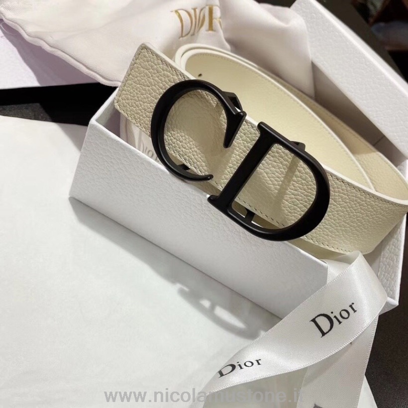 Cintura Christian Dior Di Qualità Originale 35 Cm Hardware Opaco Pelle Di Vitello Grana Collezione Autunno/inverno 2020 Bianco/nero