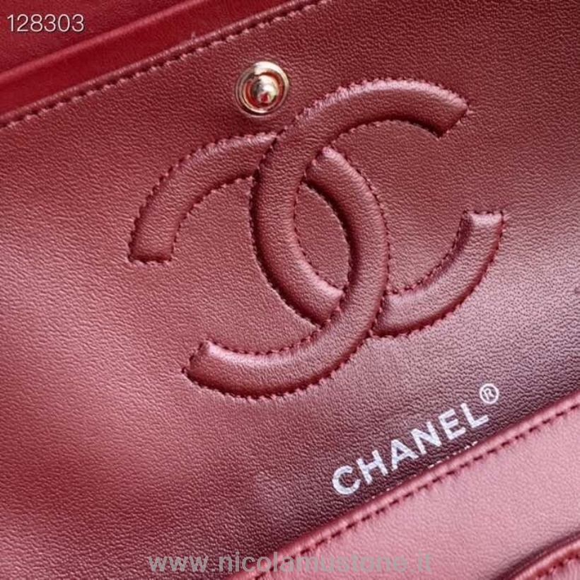 Qualità Originale Chanel Borsa Classica Con Patta 25 Cm Hardware Argento Pelle Di Agnello Collezione Autunno/inverno 2020 Bordeaux