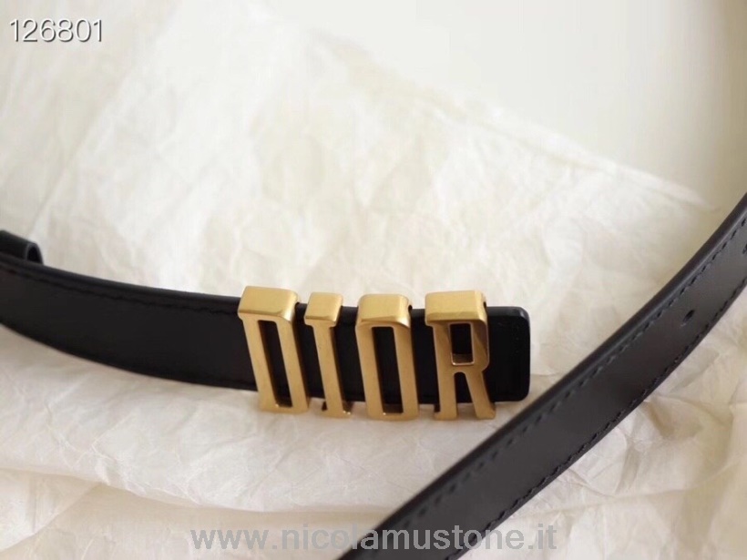 Qualità Originale Christian Dior Cintura 3 Cm Hardware Oro Pelle Di Vitello Collezione Autunno/inverno 2020 Nera