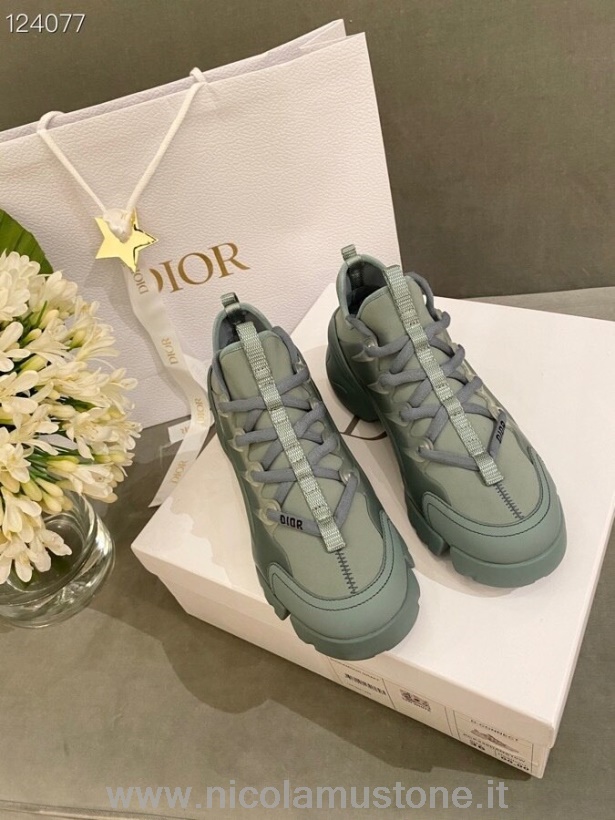 Qualità Originale Christian Dior D-connect Sneakers In Neoprene Pelle Di Vitello Collezione Autunno/inverno 2020 Turchese
