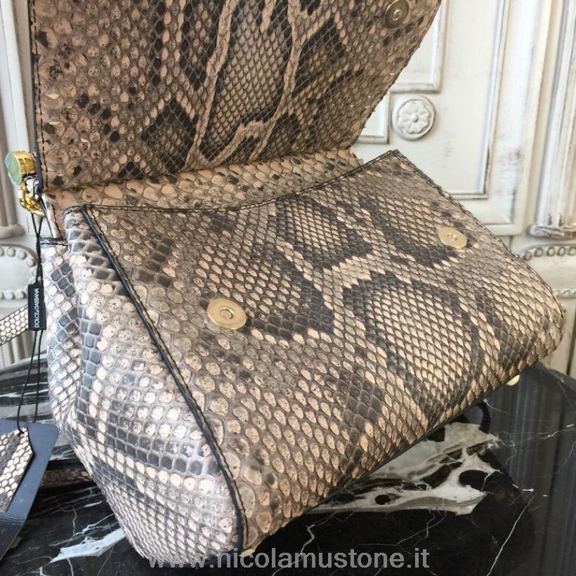 Qualità Originale Dolce Gabbana Regular Sicilia Borsa 26cm Coccodrillo/pelle Di Vitello Collezione Autunno/inverno 2018 Beige