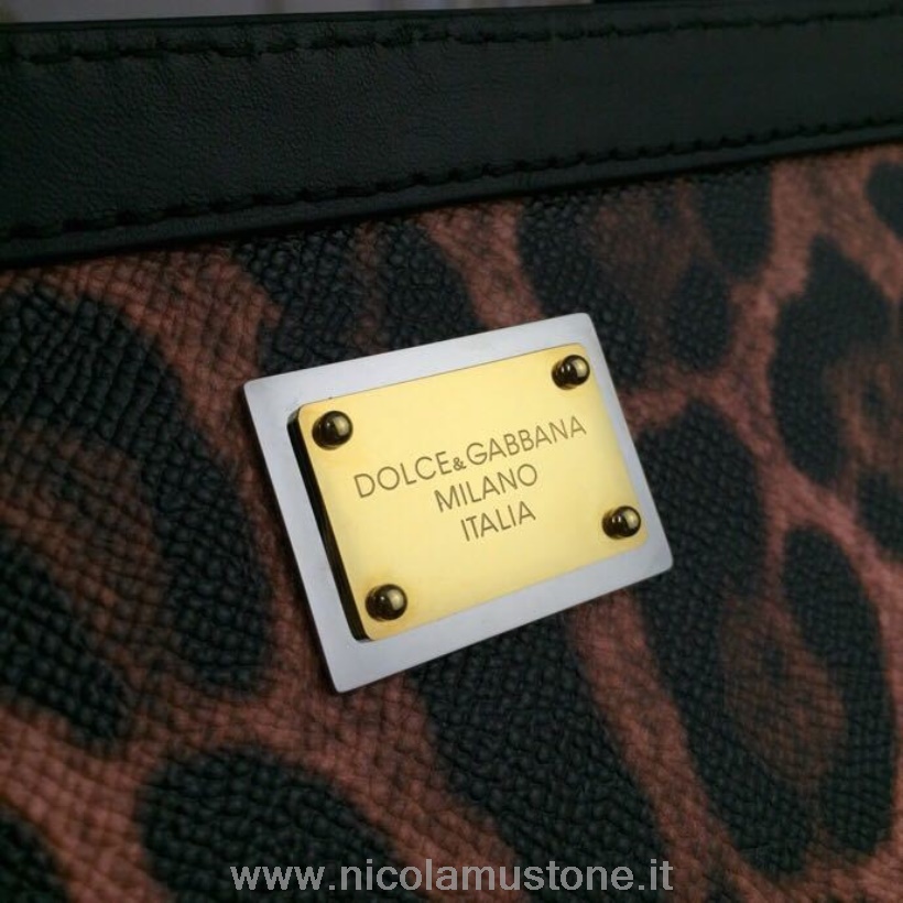 Qualità Originale Dolce Gabbana Regular dg Sicilia Borsa 26cm Pelle Vitello Collezione Autunno/inverno 2018 Leopardo/nero
