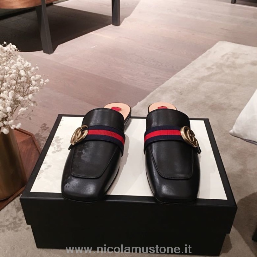 Qualità Originale Gucci Peyton Mules Pelle Di Vitello Collezione Primavera/estate 2020 Nero