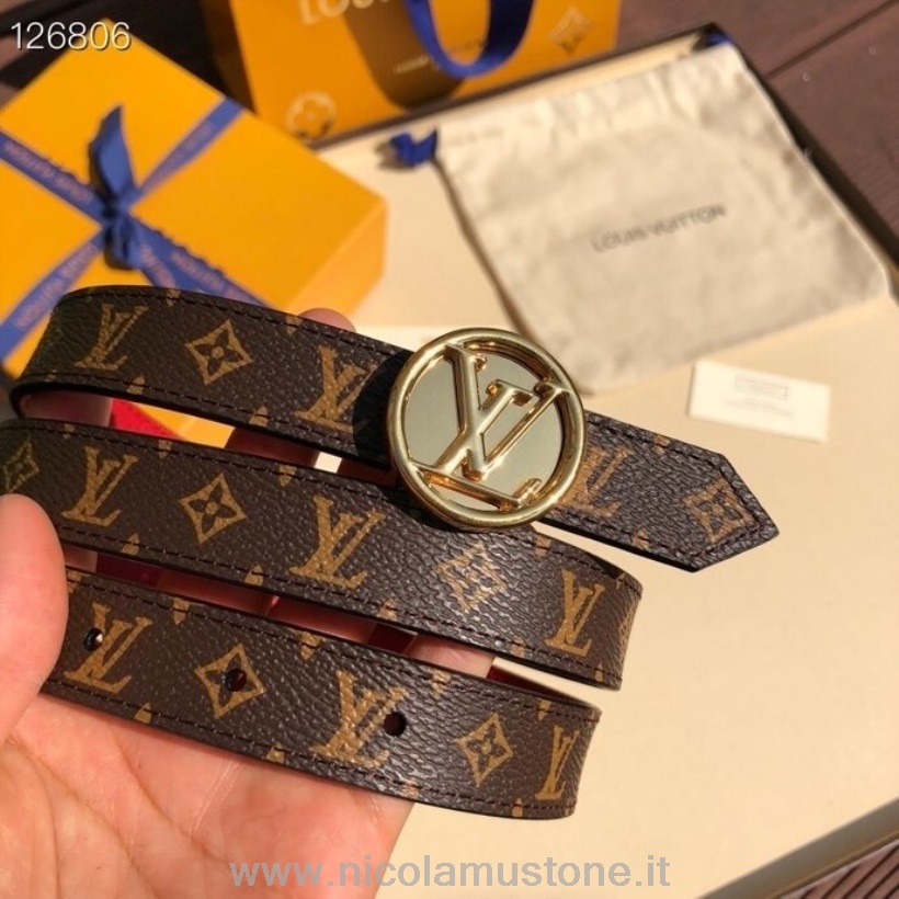 Qualità Originale Louis Vuitton Cintura 2 Cm Hardware Oro Monogramma Tela Collezione Autunno/inverno 2020 Marrone/rosso