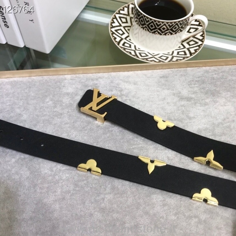 Qualità Originale Louis Vuitton Cintura 30 Cm Hardware Oro Monogramma Pelle Di Vitello Pelle Di Vitello Collezione Primavera/estate 2020 Nero