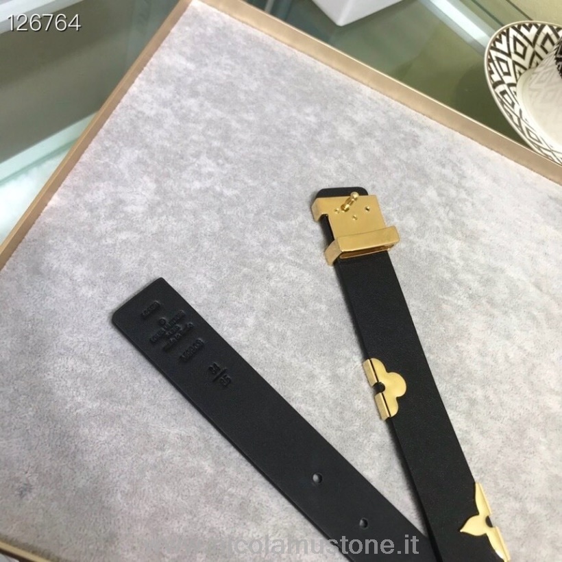 Qualità Originale Louis Vuitton Cintura 30 Cm Hardware Oro Monogramma Pelle Di Vitello Pelle Di Vitello Collezione Primavera/estate 2020 Nero