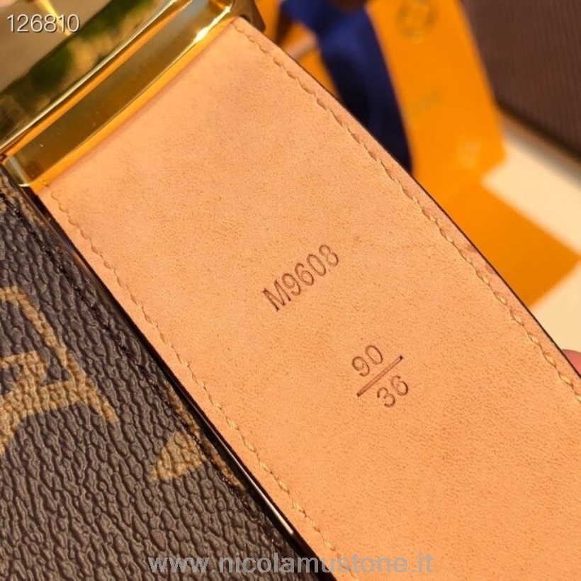 Qualità Originale Louis Vuitton Cintura 4 Cm Hardware Oro Monogramma Tela Collezione Autunno/inverno 2020 Marrone