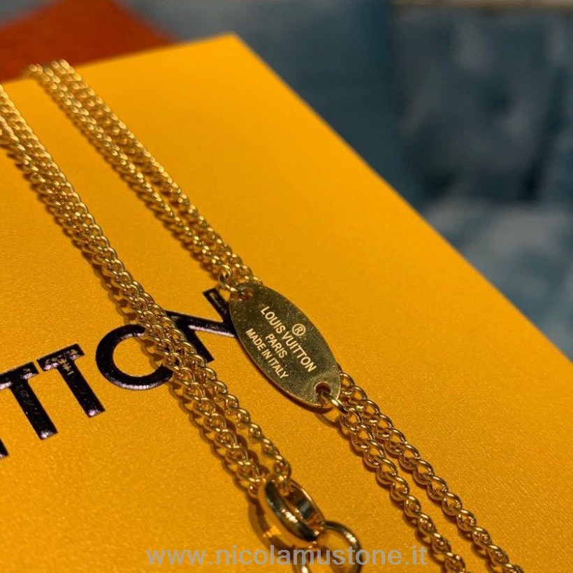 Qualità Originale Louis Vuitton Ciondolo Monogramma Boite Collana Primavera/estate 2020 Collezione M61073 Oro
