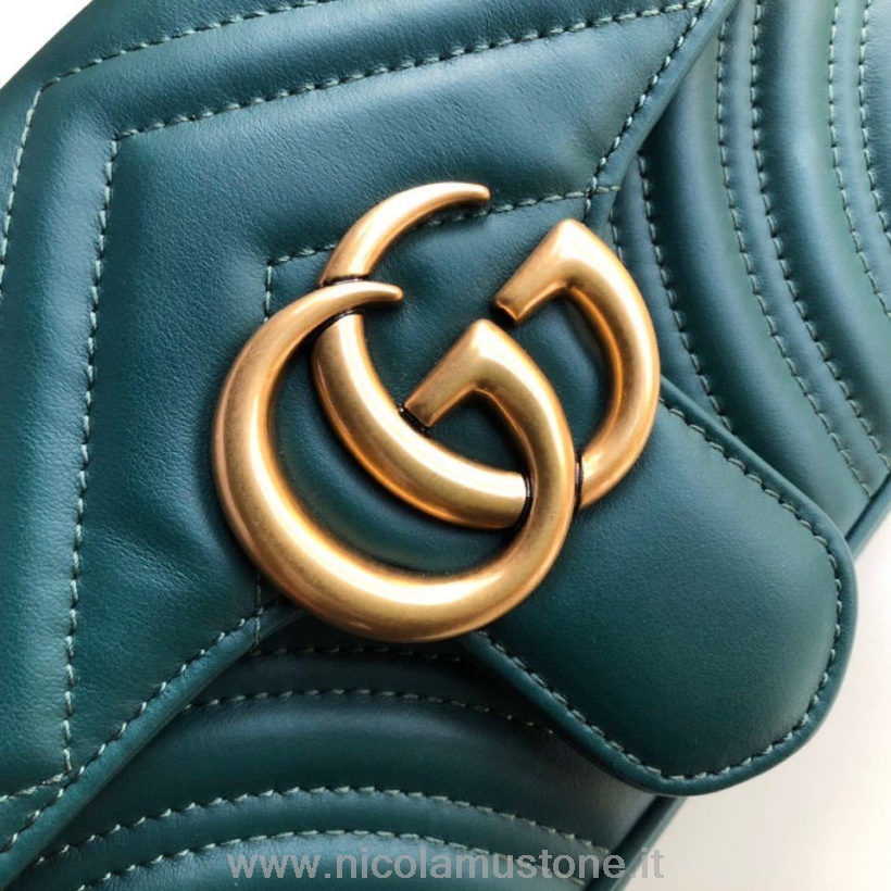 Qualità Originale Gucci Marmont Tracolla 23cm 446744 Pelle Vitello Collezione Primavera/estate 2020 Verde