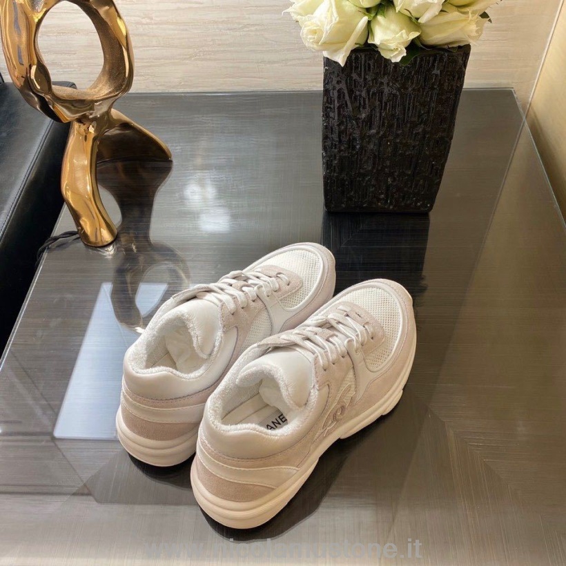 Original Quality Chanel Mesh Sneakers Sneakers G34360 Pelle Di Agnello Pelle Scamosciata Collezione Primavera/estate 2020 Bianco