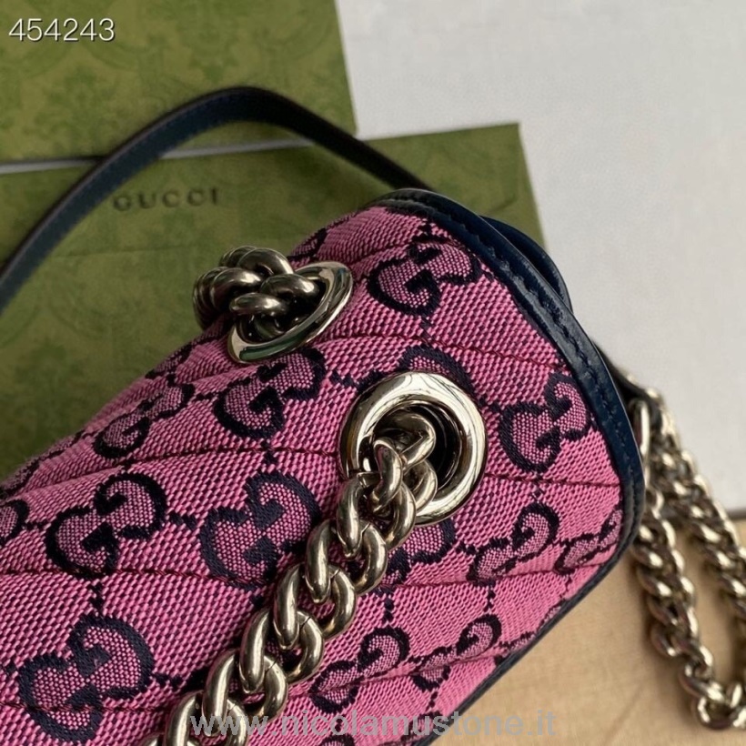 Qualità Originale Gucci Marmont Matelasse Borsa A Tracolla 26 Cm 443497 Tela/pelle Di Vitello Collezione Primavera/estate 2021 Rosa Multicolor