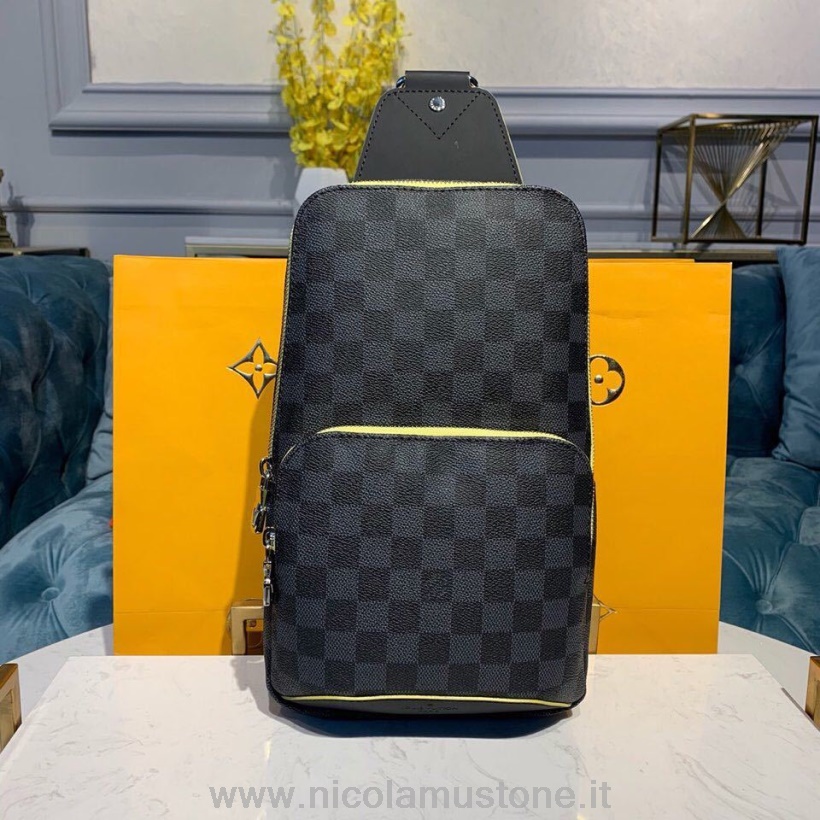 Qualità Originale Louis Vuitton Avenue Sling Bag 32 Cm Damier Grafite Tela Primavera/estate 2019 Collezione N42424 Nero/giallo