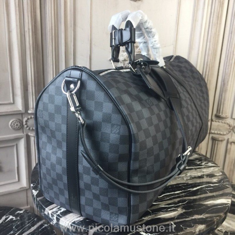 Qualità Originale Louis Vuitton Keepall Bandouliere 50 Cm Damier Grafite Tela Autunno/inverno 2019 Collezione N41416 Nero