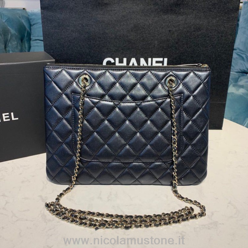Qualità Originale Borse Chanel Doppia Custodia Con Cinturino 28 Cm Pelle Di Agnello Hardware Oro Crociera 2020 Collezione Stagionale Ap1073 Nero