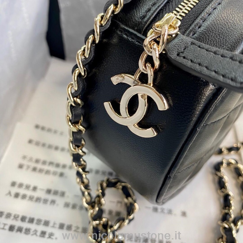 Qualità Originale Chanel Manico Circolare Borsa Tonda 18cm Pelle Di Agnello Collezione Primavera/estate 2020 Act 1 Nero