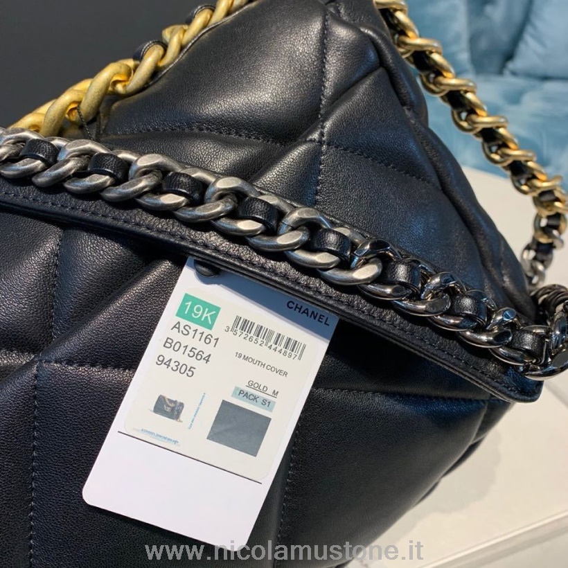 Qualità Originale Chanel 19 Borsa Con Patta 30 Cm Pelle Di Capra Collezione Primavera/estate 2020 Act 1 Nero