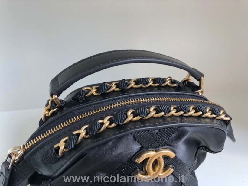 Qualità Originale Chanel Nylon Gros Grain Mini Borsa 12 Cm Hardware Oro Collezione Primavera/estate 2022 Nero
