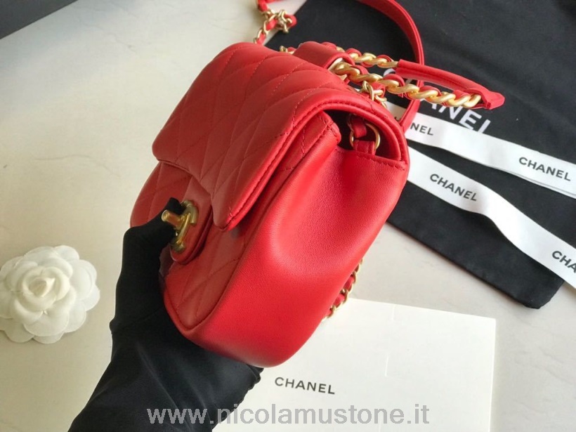 Qualità Originale Borsa Chanel Con Manico Circolare 18cm Pelle Di Agnello Collezione Primavera/estate 2020 Act 1 Rosso