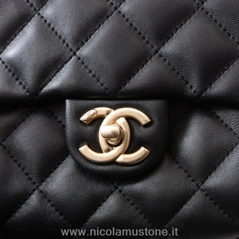 Qualità Originale Chanel Side Pack Borsa 20cm Pelle Di Agnello Hardware Oro Primavera/estate 2019 Collezione Act 2 Nero
