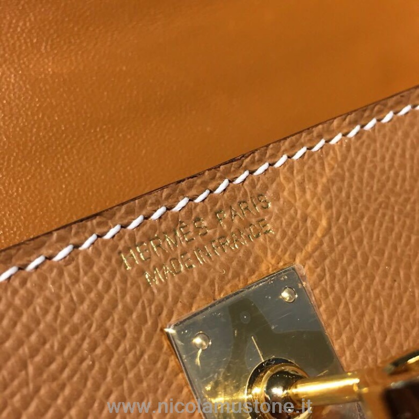 Qualità Originale Hermes Mini Kelly 20cm Borsa Epsom Hardware Oro Cucito A Mano Oro