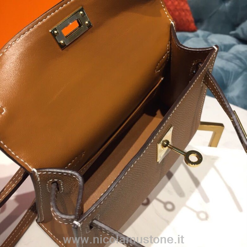 Qualità Originale Hermes Mini Kelly 20cm Borsa Epsom Hardware Oro Cucito A Mano Oro