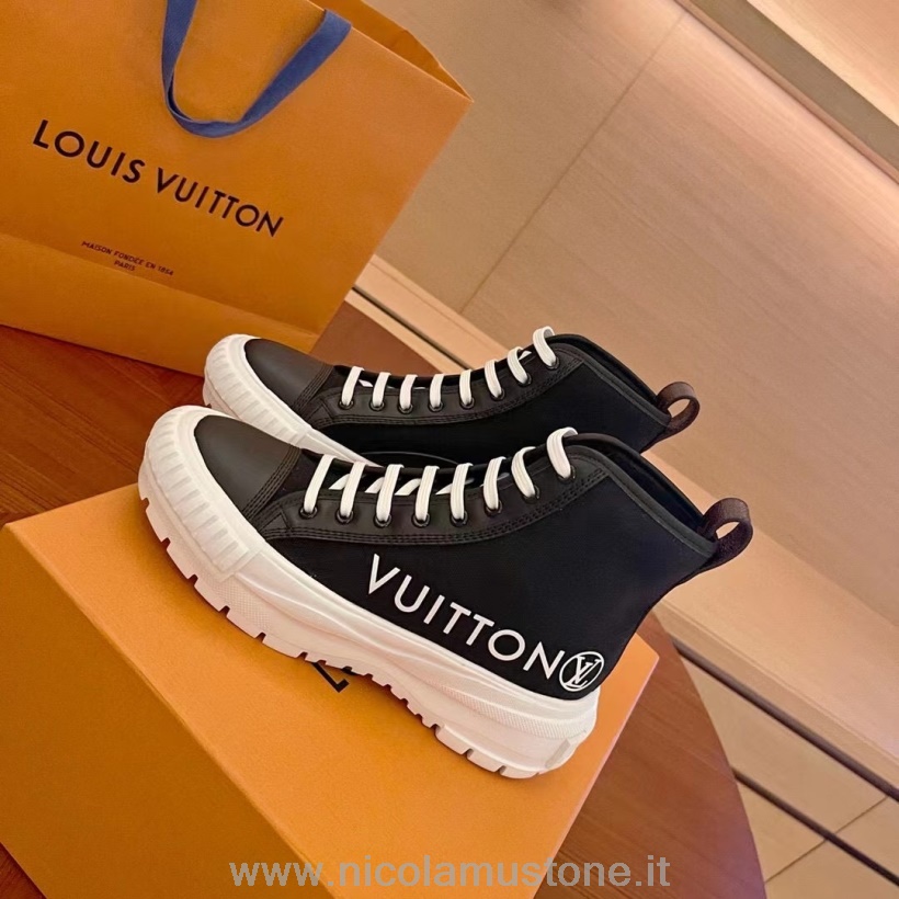 Qualità Originale Louis Vuitton High Top Squad Sneakers Pelle Di Vitello Pelle Collezione Autunno/inverno 2021 1a9405 Nero/bianco